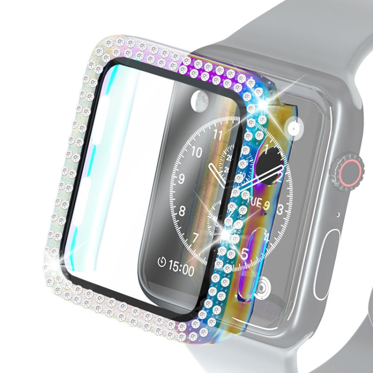 Galvanisierte PC-Schutzhülle mit doppelten Reihen Diamanten und gehärteter Glasfolie für Apple Watch Series, für Apple Watch Series 6 / 5 / 4 / Watch SE 40 mm, für Apple Watch Series 6 / 5 / 4 / Watch SE 44 mm