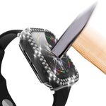 Galvanisierte PC-Schutzhülle mit doppelten Reihen Diamanten und gehärteter Glasfolie für Apple Watch Series, für Apple Watch Series 6 / 5 / 4 / Watch SE 40 mm, für Apple Watch Series 6 / 5 / 4 / Watch SE 44 mm