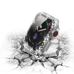 Galvanisierte PC-Schutzhülle mit doppelten Reihen Diamanten und gehärteter Glasfolie für Apple Watch Series, für Apple Watch Series 6 / 5 / 4 / Watch SE 40 mm, für Apple Watch Series 6 / 5 / 4 / Watch SE 44 mm