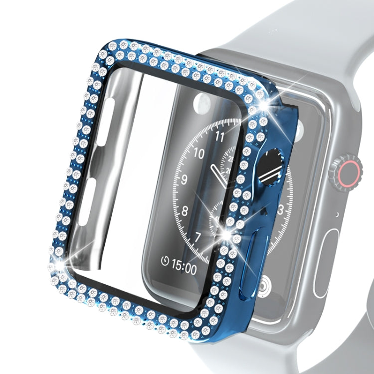 Galvanisierte PC-Schutzhülle mit doppelten Reihen Diamanten und gehärteter Glasfolie für Apple Watch Series, für Apple Watch Series 6 / 5 / 4 / Watch SE 40 mm, für Apple Watch Series 6 / 5 / 4 / Watch SE 44 mm