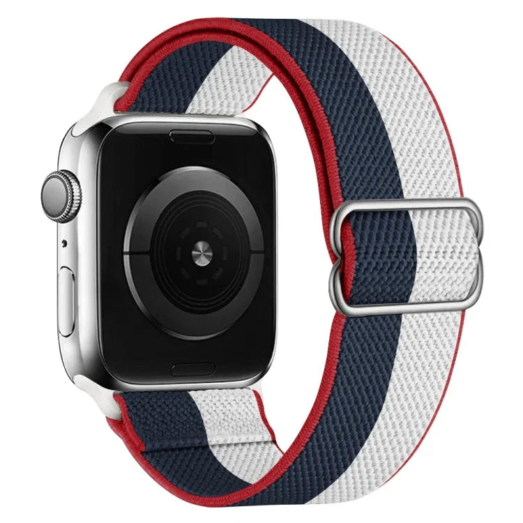 High Elastic Nylon Replacement Watchband For Apple Watch Series, 7 41mm / 6 & SE & 5 & 4 40mm / 3 & 2 & 1 38mm, 7 45mm / 6 & SE & 5 & 4 44mm / 3 & 2 & 1 42mm