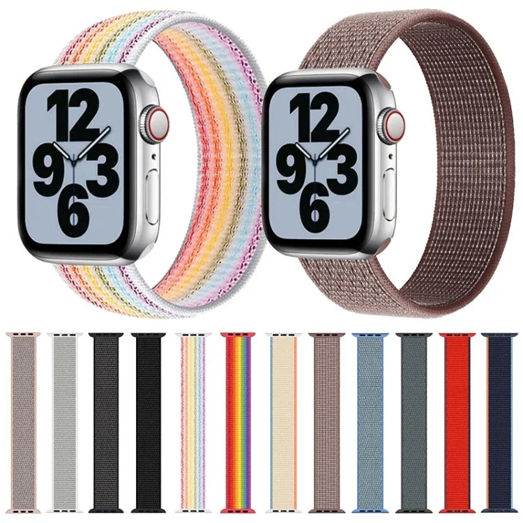 Nylon-Ersatzarmband mit einfacher Schlaufe, Größe: M 155 mm für Apple Watch Series 6 &amp; SE &amp; 5 &amp; 4 44 mm / 3 &amp; 2 &amp; 1 42 mm, M 155 mm 44 mm / 42 mm
