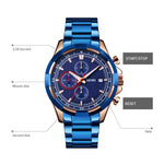 SKMEI 9192 Herren Kalender Timing Edelstahlarmband Leuchtquarz-Uhr