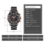 SKMEI 9192 Herren Kalender Timing Edelstahlarmband Leuchtquarz-Uhr