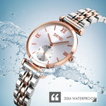 SKMEI 9198 Schlichte Quarzuhr mit römischen Ziffern und Metallarmband für Paare