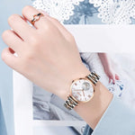 SKMEI 9198 Schlichte Quarzuhr mit römischen Ziffern und Metallarmband für Paare