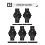 SKMEI 9218 Herren Quarz-Armbanduhr mit horizontal gestreiftem Zifferblatt und arabischen Ziffern, Milanaise-Armband