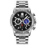 SKMEI 9235 Herrenuhr mit Mondphase, Stoppuhr, Edelstahlarmband, Quarzuhr