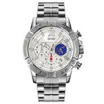 SKMEI 9235 Herrenuhr mit Mondphase, Stoppuhr, Edelstahlarmband, Quarzuhr