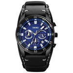 SKMEI 9249 Herren Mondphasen Kalender Stoppuhr Lederarmband Quarzuhr