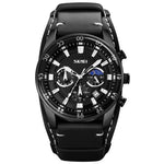 SKMEI 9249 Herren Mondphasen Kalender Stoppuhr Lederarmband Quarzuhr