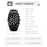 SKMEI 9249 Herren Mondphasen Kalender Stoppuhr Lederarmband Quarzuhr