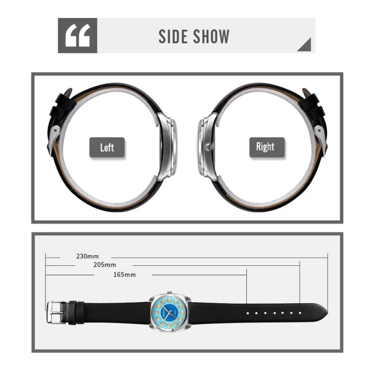 SKMEI Q029 Damen Quarzuhr mit Telefonnummern-Zifferblatt und Lederarmband