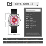 SKMEI Q029 Damen Quarzuhr mit Telefonnummern-Zifferblatt und Lederarmband