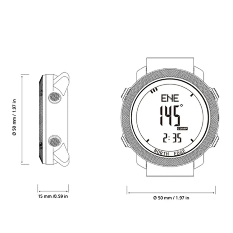 NORTH EDGE Multifunktionale Wasserdichte Outdoor-Sport-Smartwatch, Unterstützt Feuchtigkeitsmessung / Wettervorhersage / Geschwindigkeitsmessung, Silikonarmband