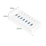 ORICO CT2U3-7AB-WH 7-in-1 Kunststoffstreifen Multi-Port USB-HUB mit Einzelschaltern, CT2U3-7AB-BK UK-Stecker, CT2U3-7AB-WH UK-Stecker, CT2U3-7AB-BK EU-Stecker, CT2U3-7AB-WH EU-Stecker, CT2U3-7AB-BK AU-Stecker, CT2U3-7AB-WH AU-Stecker