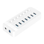 ORICO CT2U3-7AB-WH 7-in-1 Kunststoffstreifen Multi-Port USB-HUB mit Einzelschaltern, CT2U3-7AB-BK UK-Stecker, CT2U3-7AB-WH UK-Stecker, CT2U3-7AB-BK EU-Stecker, CT2U3-7AB-WH EU-Stecker, CT2U3-7AB-BK AU-Stecker, CT2U3-7AB-WH AU-Stecker
