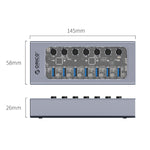 ORICO AT2U3-7AB-GY-BP 7-in-1 Aluminiumlegierung Multi-Port USB-HUB mit Einzelschaltern, EU-Stecker, UK-Stecker, AU-Stecker