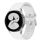Universelles, farbiges Silikon-Ersatzarmband mit Dornschließe für Samsung Galaxy Watch4 (40 mm), Samsung Galaxy Watch4 (44 mm), Samsung Galaxy Watch4 Classic (42 mm) und Samsung Galaxy Watch4 Classic (46 mm).