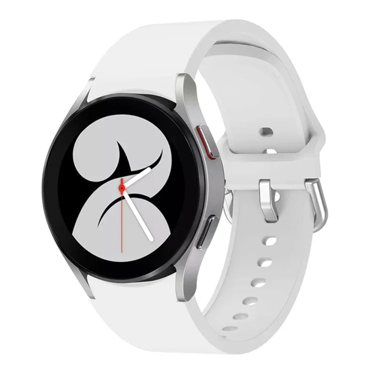 Universelles, farbiges Silikon-Ersatzarmband mit Dornschließe für Samsung Galaxy Watch4 (40 mm), Samsung Galaxy Watch4 (44 mm), Samsung Galaxy Watch4 Classic (42 mm) und Samsung Galaxy Watch4 Classic (46 mm).