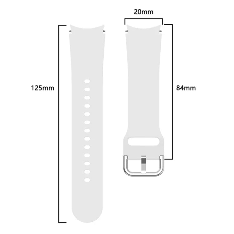 Universelles, farbiges Silikon-Ersatzarmband mit Dornschließe für Samsung Galaxy Watch4 (40 mm), Samsung Galaxy Watch4 (44 mm), Samsung Galaxy Watch4 Classic (42 mm) und Samsung Galaxy Watch4 Classic (46 mm).
