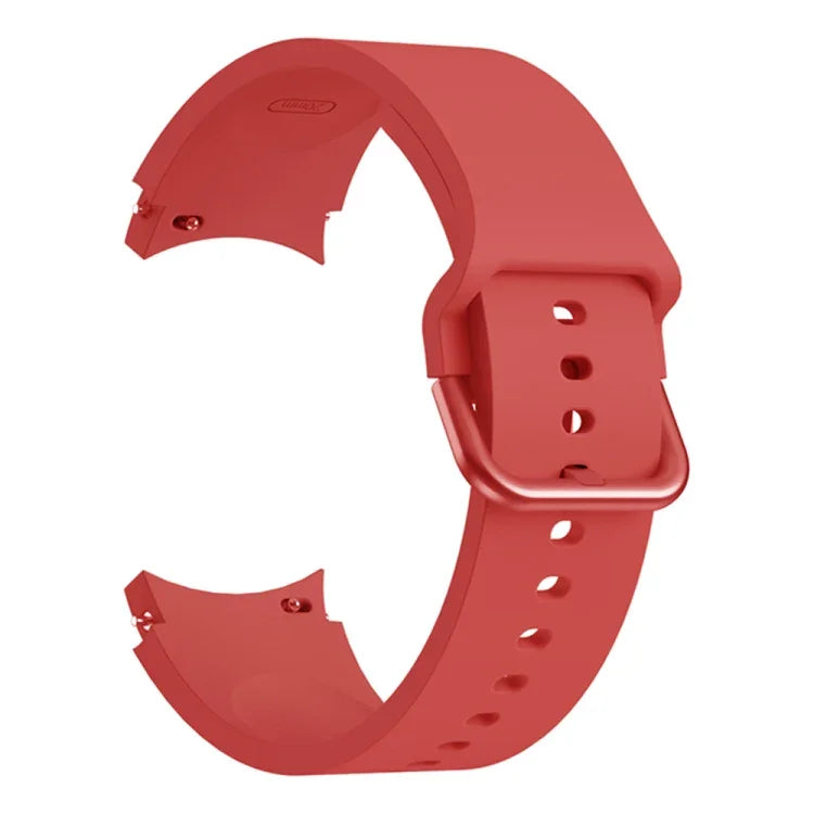 Universelles, farbiges Silikon-Ersatzarmband mit Dornschließe für Samsung Galaxy Watch4 (40 mm), Samsung Galaxy Watch4 (44 mm), Samsung Galaxy Watch4 Classic (42 mm) und Samsung Galaxy Watch4 Classic (46 mm).