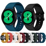 Universelles, farbiges Silikon-Ersatzarmband mit Dornschließe für Samsung Galaxy Watch4 (40 mm), Samsung Galaxy Watch4 (44 mm), Samsung Galaxy Watch4 Classic (42 mm) und Samsung Galaxy Watch4 Classic (46 mm).