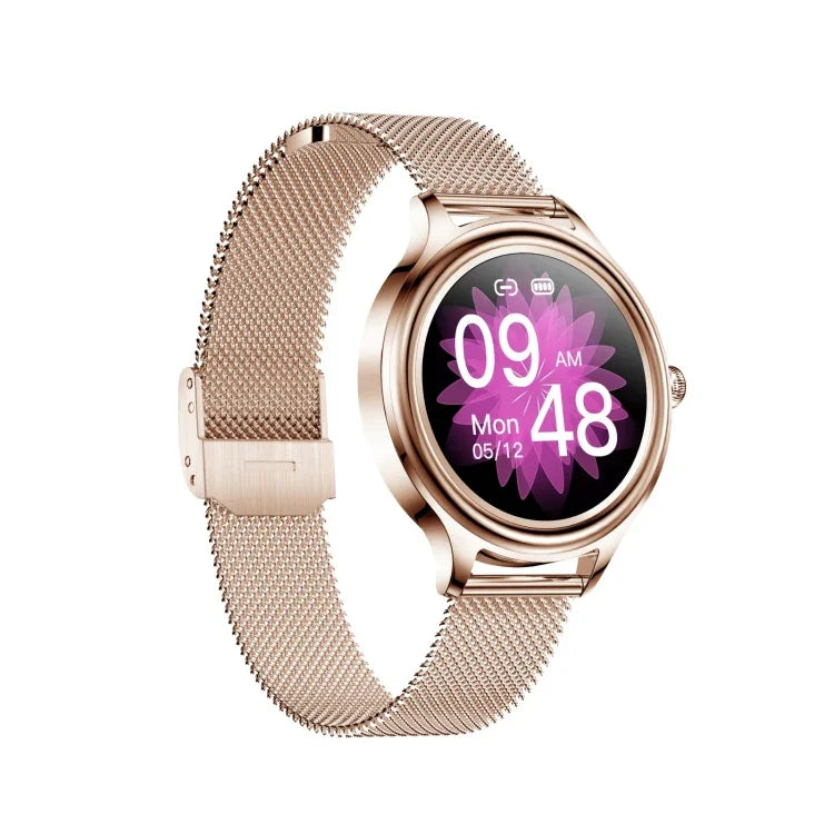ZX10 Damen-Smartwatch mit 1,09 Zoll HD-Farbdisplay, Bluetooth 5.0, IP68 wasserdicht, unterstützt Schlafüberwachung, Menstruationszyklus-Erinnerung, Herzfrequenzmessung und Blutsauerstoffmessung, Armband aus Edelstahl
