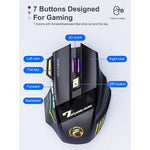 iMICE GW-X7 kabellose Gaming-Maus mit 7 Tasten, leisem Klick, wiederaufladbar und farbiger RGB-Beleuchtung, GW-X7 2.4G