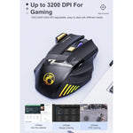 iMICE GW-X7 kabellose Gaming-Maus mit 7 Tasten, leisem Klick, wiederaufladbar und farbiger RGB-Beleuchtung, GW-X7 2.4G
