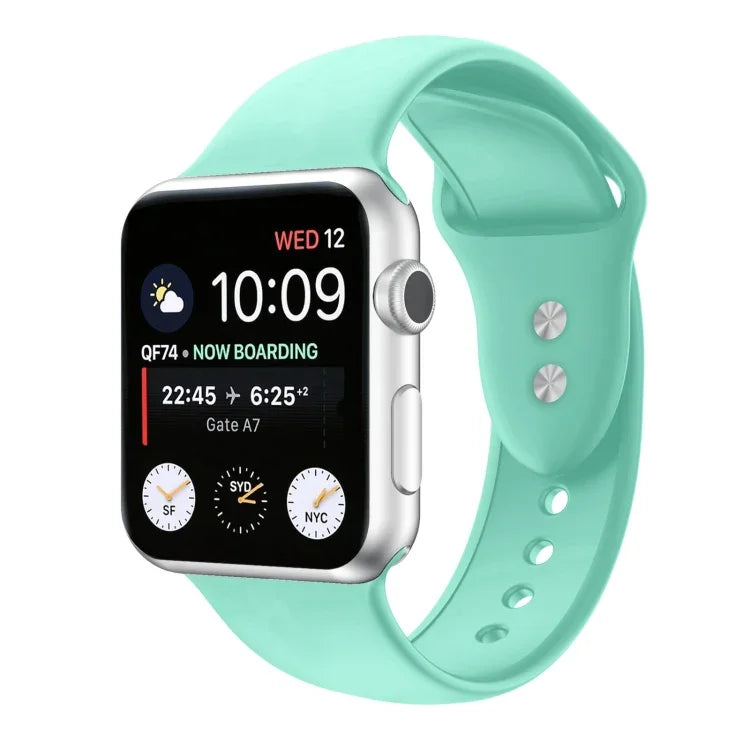 Doppelnagel Silikon Ersatzarmband Uhrenarmband für Apple Watch Series, 7 45mm / 6 & SE & 5 & 4 44mm / 3 & 2 & 1 42mm, 7 41mm / 6 & SE & 5 & 4 40mm / 3 & 2 & 1 38mm