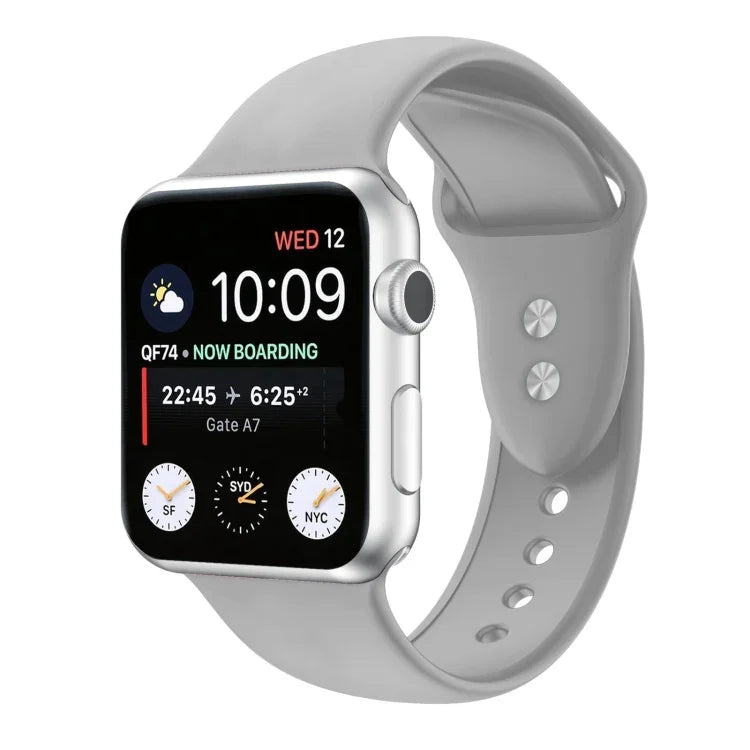 Doppelnagel Silikon Ersatzarmband Uhrenarmband für Apple Watch Series, 7 45mm / 6 & SE & 5 & 4 44mm / 3 & 2 & 1 42mm, 7 41mm / 6 & SE & 5 & 4 40mm / 3 & 2 & 1 38mm