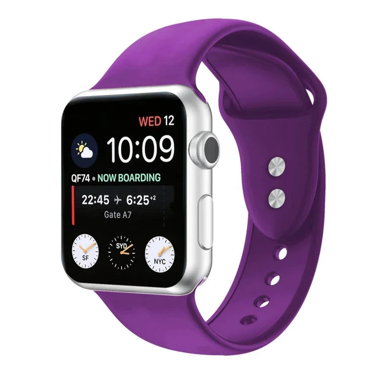 Doppelnagel Silikon Ersatzarmband Uhrenarmband für Apple Watch Series, 7 45mm / 6 & SE & 5 & 4 44mm / 3 & 2 & 1 42mm, 7 41mm / 6 & SE & 5 & 4 40mm / 3 & 2 & 1 38mm