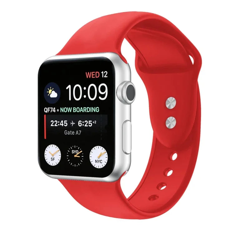 Doppelnagel Silikon Ersatzarmband Uhrenarmband für Apple Watch Series, 7 45mm / 6 & SE & 5 & 4 44mm / 3 & 2 & 1 42mm, 7 41mm / 6 & SE & 5 & 4 40mm / 3 & 2 & 1 38mm