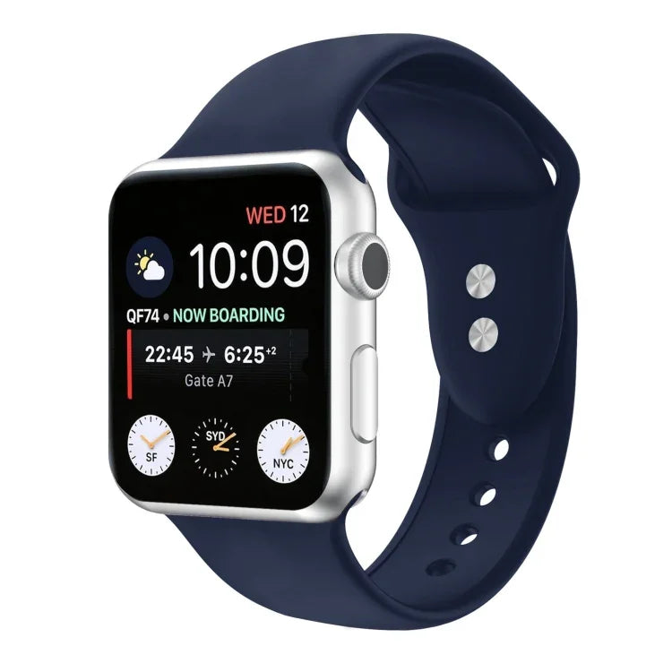 Doppelnagel Silikon Ersatzarmband Uhrenarmband für Apple Watch Series, 7 45mm / 6 & SE & 5 & 4 44mm / 3 & 2 & 1 42mm, 7 41mm / 6 & SE & 5 & 4 40mm / 3 & 2 & 1 38mm