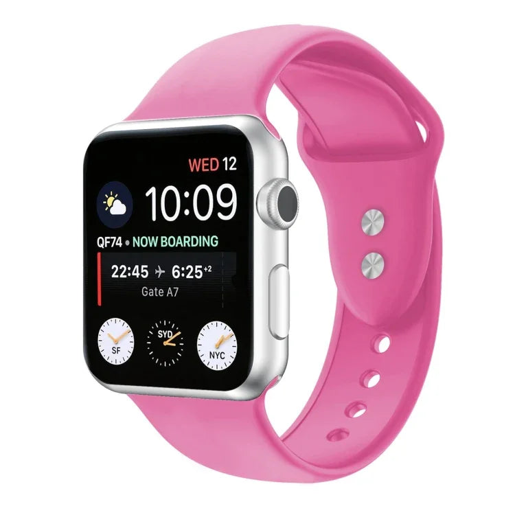 Doppelnagel Silikon Ersatzarmband Uhrenarmband für Apple Watch Series, 7 45mm / 6 & SE & 5 & 4 44mm / 3 & 2 & 1 42mm, 7 41mm / 6 & SE & 5 & 4 40mm / 3 & 2 & 1 38mm