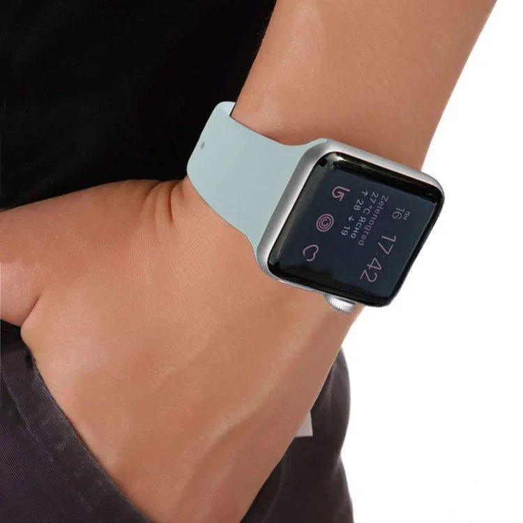 Doppelnagel Silikon Ersatzarmband Uhrenarmband für Apple Watch Series, 7 45mm / 6 & SE & 5 & 4 44mm / 3 & 2 & 1 42mm, 7 41mm / 6 & SE & 5 & 4 40mm / 3 & 2 & 1 38mm