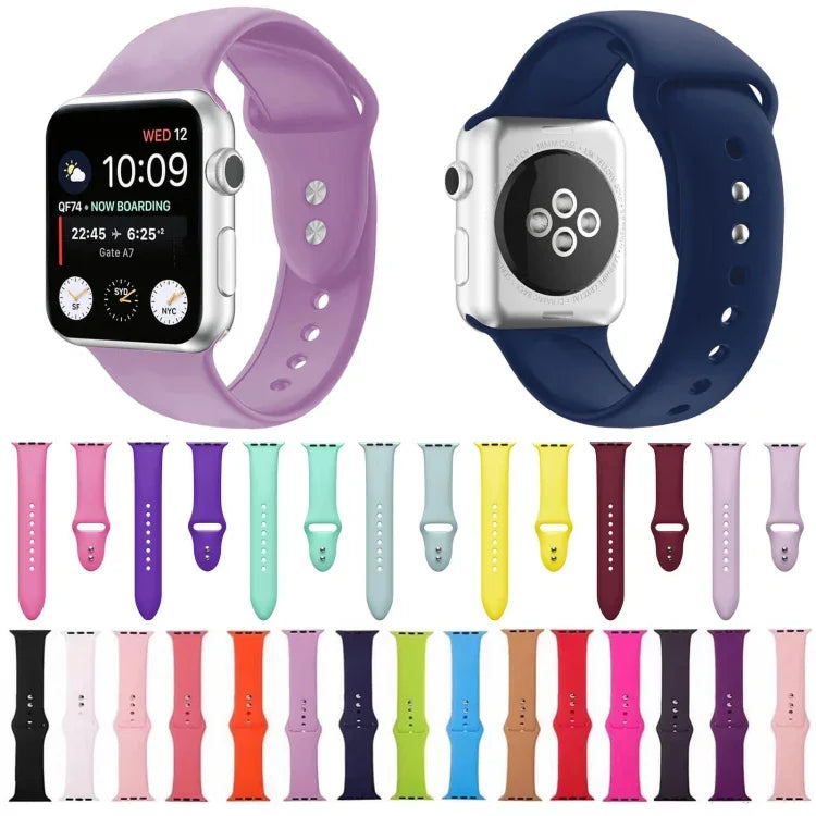 Doppelnagel Silikon Ersatzarmband Uhrenarmband für Apple Watch Series, 7 45mm / 6 & SE & 5 & 4 44mm / 3 & 2 & 1 42mm, 7 41mm / 6 & SE & 5 & 4 40mm / 3 & 2 & 1 38mm