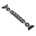 Ersatzarmband aus Edelstahl mit fünf Diamantperlen für Apple Watch Series 7 (41 mm), 6, SE, 5, 4 (40 mm), 3, 2, 1 (38 mm) und 7 (45 mm), 6, SE, 5, 4 (44 mm) sowie 3, 2, 1 (42 mm).