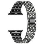 Ersatzarmband aus Edelstahl mit fünf Diamantperlen für Apple Watch Series 7 (41 mm), 6, SE, 5, 4 (40 mm), 3, 2, 1 (38 mm) und 7 (45 mm), 6, SE, 5, 4 (44 mm) sowie 3, 2, 1 (42 mm).