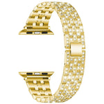 Ersatzarmband aus Edelstahl mit fünf Diamantperlen für Apple Watch Series 7 (41 mm), 6, SE, 5, 4 (40 mm), 3, 2, 1 (38 mm) und 7 (45 mm), 6, SE, 5, 4 (44 mm) sowie 3, 2, 1 (42 mm).