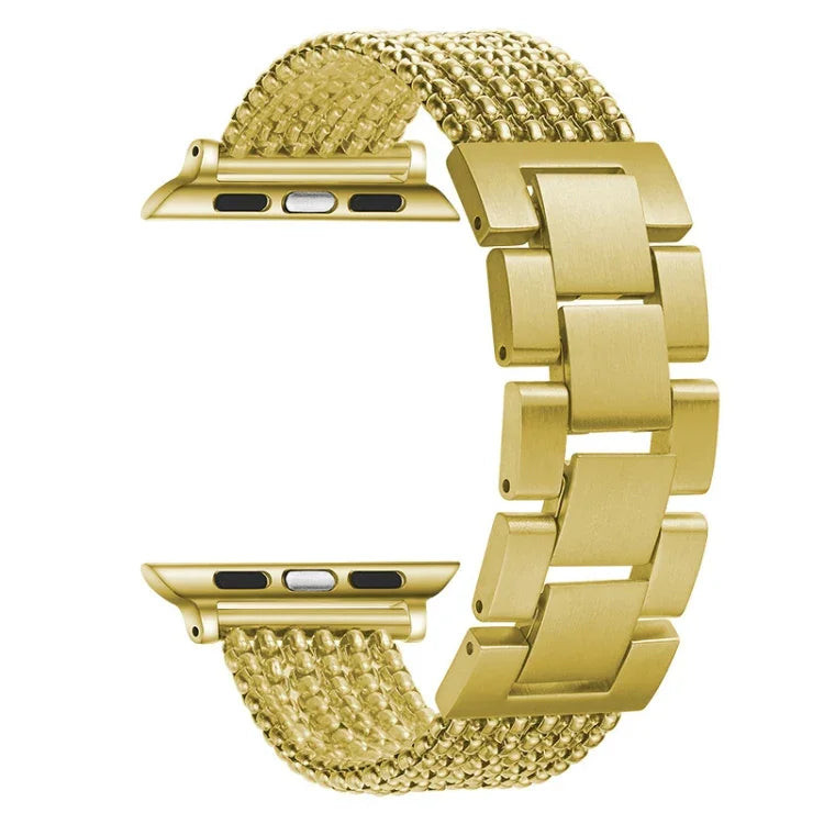 Sechs-Ketten-Armband aus Stahl mit drei Perlen für Apple Watch Series 7 (41 mm), 6, SE, 5, 4 (40 mm), 3, 2, 1 (38 mm) und 7 (45 mm), 6, SE, 5, 4 (44 mm) sowie 3, 2, 1 (42 mm).