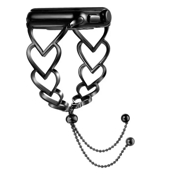 Herzförmiges Metall-Ersatzarmband für Apple Watch Series 7 (41 mm), 6, SE, 5, 4 (40 mm), 3, 2, 1 (38 mm) und 7 (45 mm), 6, SE, 5, 4 (44 mm) sowie 3, 2, 1 (42 mm).