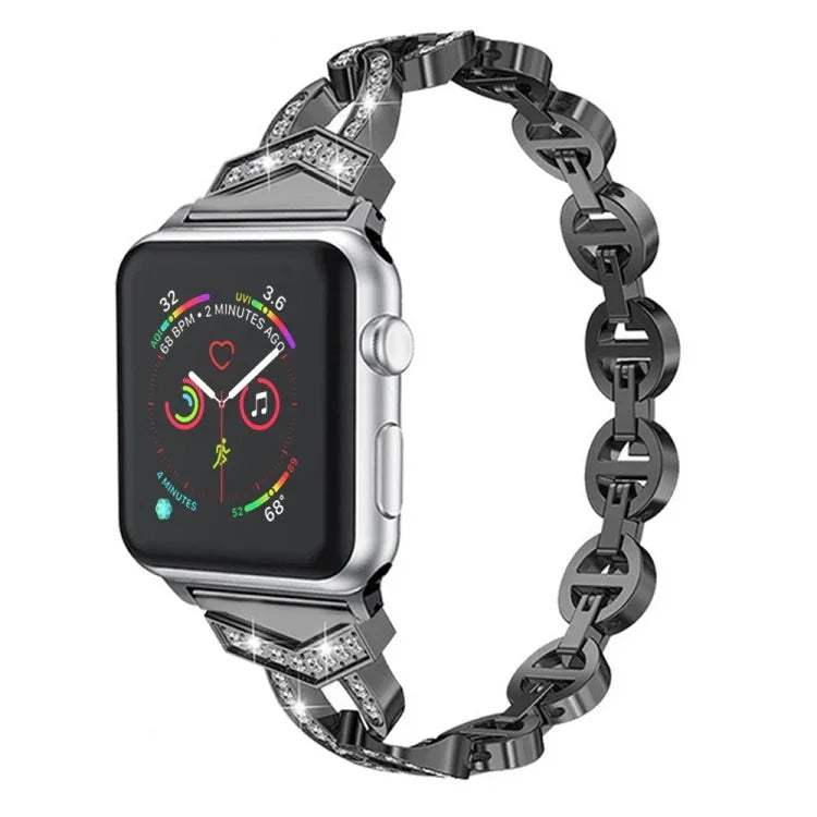 Diamantbesetztes Edelstahl-Ersatzarmband für Apple Watch Series 7 (41 mm), 6, SE, 5, 4 (40 mm), 3, 2, 1 (38 mm) und 7 (45 mm), 6, SE, 5, 4 (44 mm) sowie 3, 2, 1 (42 mm).