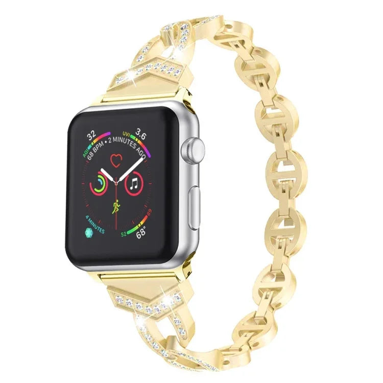 Diamantbesetztes Edelstahl-Ersatzarmband für Apple Watch Series 7 (41 mm), 6, SE, 5, 4 (40 mm), 3, 2, 1 (38 mm) und 7 (45 mm), 6, SE, 5, 4 (44 mm) sowie 3, 2, 1 (42 mm).