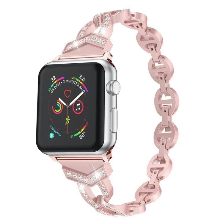 Diamantbesetztes Edelstahl-Ersatzarmband für Apple Watch Series 7 (41 mm), 6, SE, 5, 4 (40 mm), 3, 2, 1 (38 mm) und 7 (45 mm), 6, SE, 5, 4 (44 mm) sowie 3, 2, 1 (42 mm).