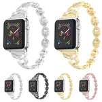 Diamantbesetztes Edelstahl-Ersatzarmband für Apple Watch Series 7 (41 mm), 6, SE, 5, 4 (40 mm), 3, 2, 1 (38 mm) und 7 (45 mm), 6, SE, 5, 4 (44 mm) sowie 3, 2, 1 (42 mm).