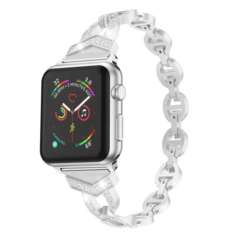Diamantbesetztes Edelstahl-Ersatzarmband für Apple Watch Series 7 (41 mm), 6, SE, 5, 4 (40 mm), 3, 2, 1 (38 mm) und 7 (45 mm), 6, SE, 5, 4 (44 mm) sowie 3, 2, 1 (42 mm).