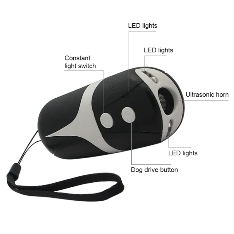 RC-534 Tragbarer Ultraschall-Hundeabwehrer mit LED-Leuchten, RC-534