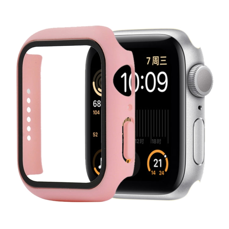 Stoßfeste PC+Hartglas-Schutzhülle mit Kartonverpackung für Apple Watch 44mm (Orange), für Apple Watch Series 6 / 5 / 4 / Watch SE 44mm, für Apple Watch Series 6 & SE & 5 & 4 44mm, für Apple Watch Series 3 & 2 & 1 42mm